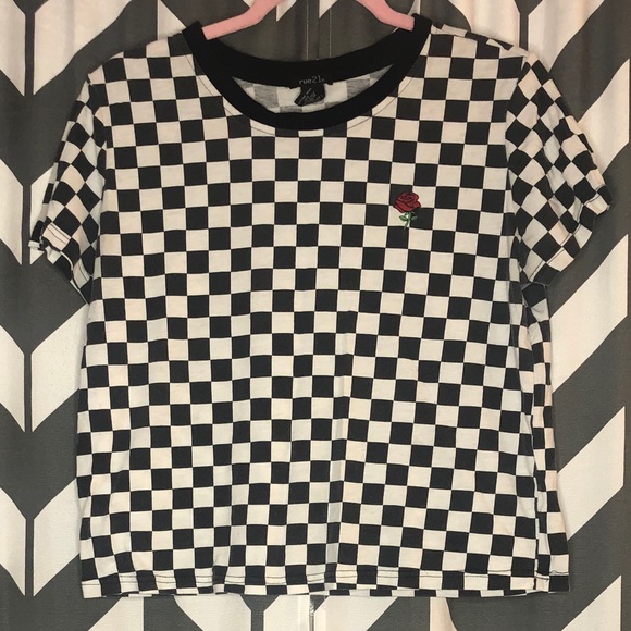 Black and White Checkerboard T-Shirt - Picture 1 of 2
